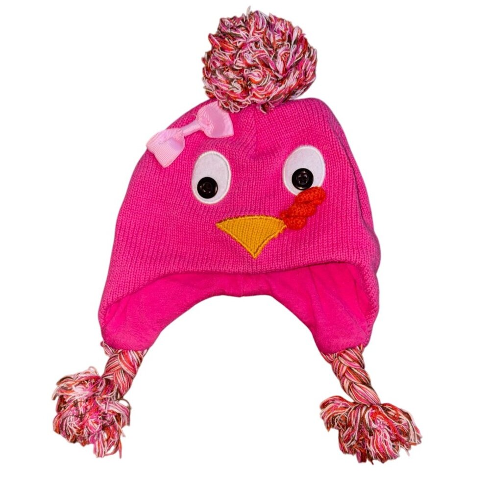 Koala Kids Infant Turkey Knit Beanie Winter Hat-Pink-0-3 Months-GUC